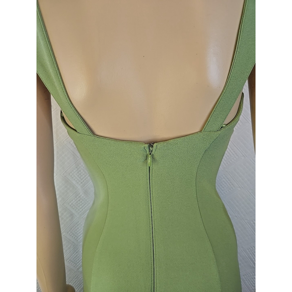 Abercrombie & Fitch Small Corset Midi Dress Stretch Sage Green Slit Occasion - Picture 10 of 10